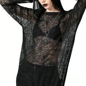 Killstar Arack Spiderweb Lace Mesh Web Gothic Top